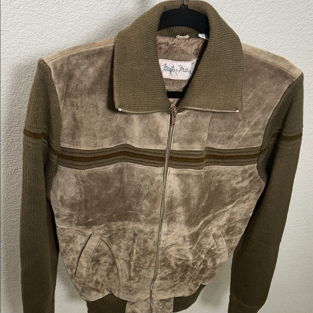Vintage Mister Marr Brown Leather and knit Jacket for Women M - Picture 2 of 8